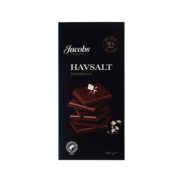 Jacobs Dark Chocolate 70% with Sea Salt 100g – Sjokolade Mørk 70% med Havsalt - Scandi Candy Swedish Candy Shop