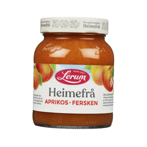 Lerum Homemade Apricot & Peach Jam 380g – Aprikos & Fersken Heimefrå - Scandi Candy Swedish Candy Shop