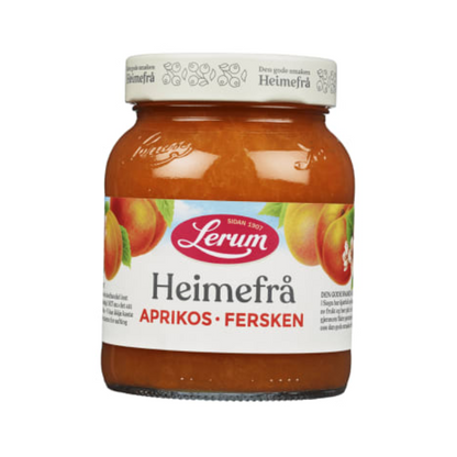 Lerum Homemade Apricot & Peach Jam 380g – Aprikos & Fersken Heimefrå