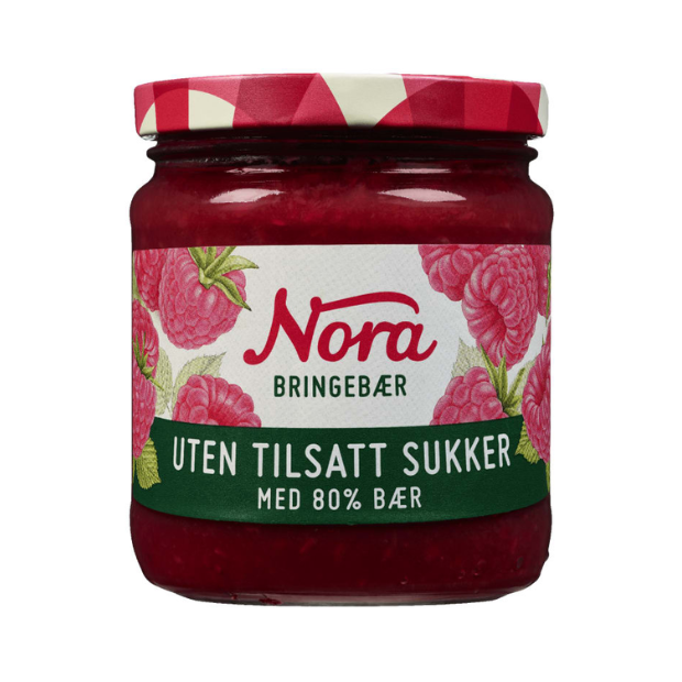 Raspberry Jam 80% No Added Sugar 275g Nora Bringebærsyltetøy Uten Tilsatt Sukker