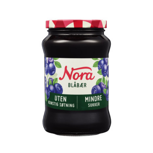 Blueberry Jam with Less Sugar 530g Nora - Blåbærsyltetøy Mindre Sukker