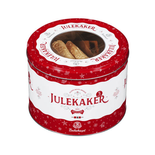 Christmas Cookie Tin 5 Varieties, 550g Bakehuset - Julekakeboks 5slag - Scandi Candy Swedish Candy Shop
