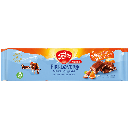 Freia Firkløver Milk Chocolate with Nuts, Orange & Sea Salt - Scandi Candy Swedish Candy Shop