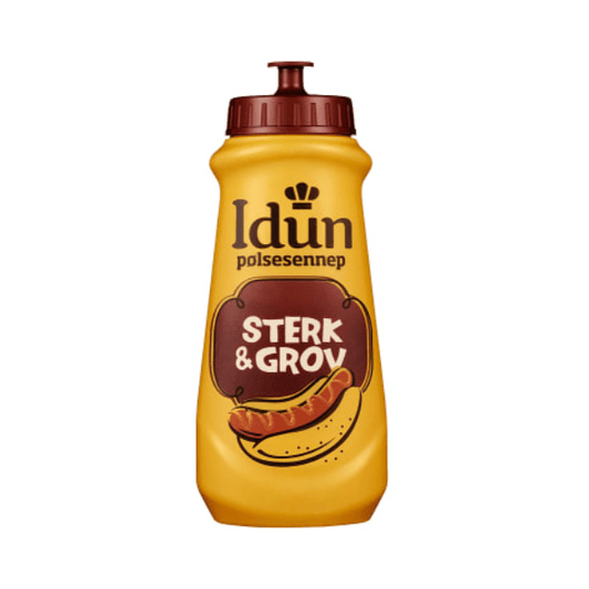 Idun Sausage Mustard Strong & Coarse 490g – Pølsesennep Bod Sterk & Grov - Scandi Candy Swedish Candy Shop