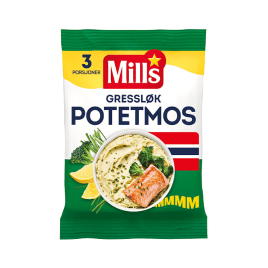 Mills Mashed Potatoes with Chives 90g – Potetmos med Gressløk - Scandi Candy Swedish Candy Shop