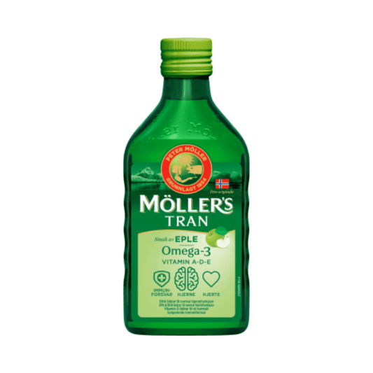 Møllers Cod Liver Oil Apple Flavor 250ml – Tran med Eplesmak - Scandi Candy Swedish Candy Shop