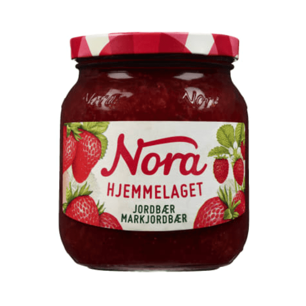 Nora Homemade Strawberry & Wild Strawberry 400g – Hjemmelaget Jordbær & Markjordbærsyltetøy - Scandi Candy Swedish Candy Shop