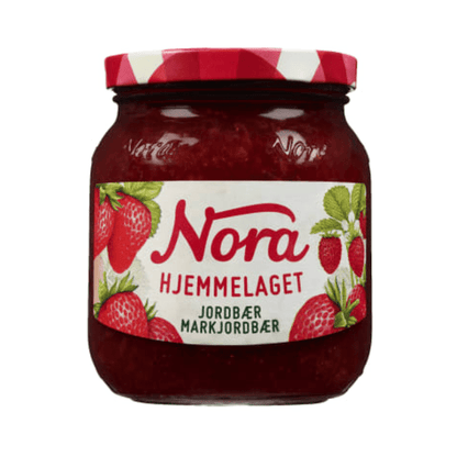 Nora Homemade Strawberry & Wild Strawberry 400g – Hjemmelaget Jordbær & Markjordbærsyltetøy - Scandi Candy Swedish Candy Shop