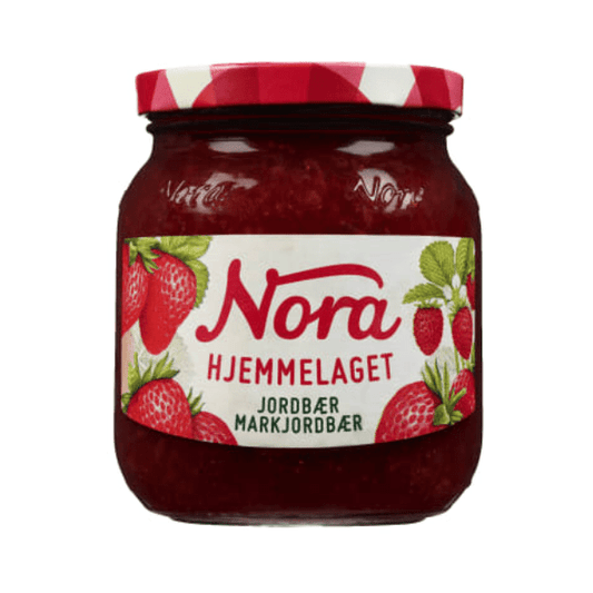 Nora Homemade Strawberry & Wild Strawberry 400g – Hjemmelaget Jordbær & Markjordbærsyltetøy - Scandi Candy Swedish Candy Shop