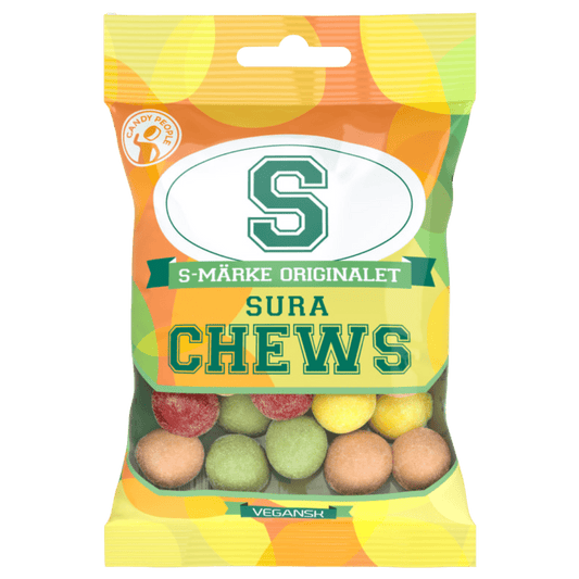 S - Märke Chews Sour Fruit Balls 70g - Scandi Candy Swedish Candy Shop