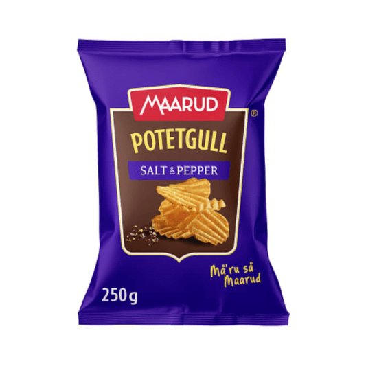 Salt and Pepper Potato Chips 250g Maarud - Scandi Candy Swedish Candy Shop