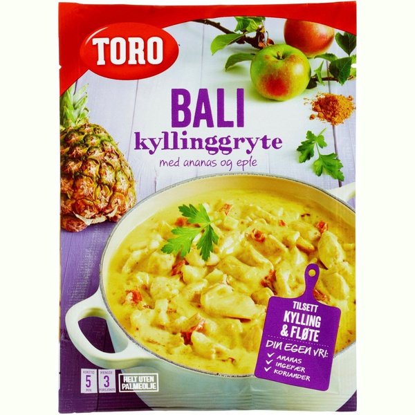 Toro Bali Chicken Pot Dinner with pineapple and apple (Bali Kylling gryte) 71 grams